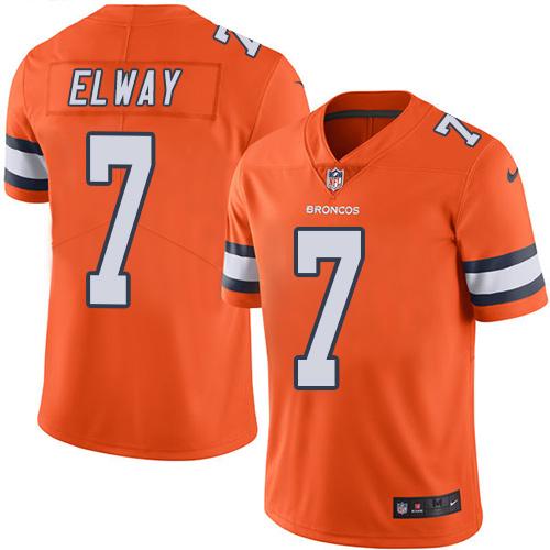 Nike Broncos #7 John Elway Orange Men's Stitched NFL Limited Rush Jersey - Click Image to Close